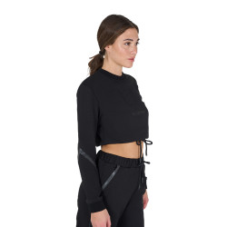 Dames cropped sweatshirt met ronde hals Equestro Zwart