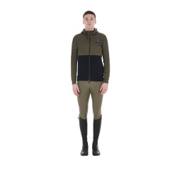 Sweat-shirt Equestro à capuche homme avec intérieur en polaire Vert lierre Sweat-shirt Equestro à capuche homme avec intérieur en polaire Vert lierre