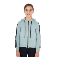 Sweatshirt Equestro meisje met volledige ritssluiting en fleecevoering Grijze nevel Blauw