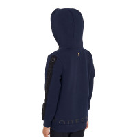 Sweatshirt Equestro meisje met volledige ritssluiting en fleecevoering Grijze nevel Blauw