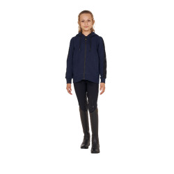 Sweatshirt Equestro meisje met volledige ritssluiting en fleecevoering Marineblazer Marineblauw