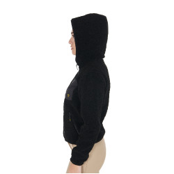 Sweat-shirt femme en polaire avec poche Equestro Noir Sweat-shirt femme en polaire avec poche Equestro Noir