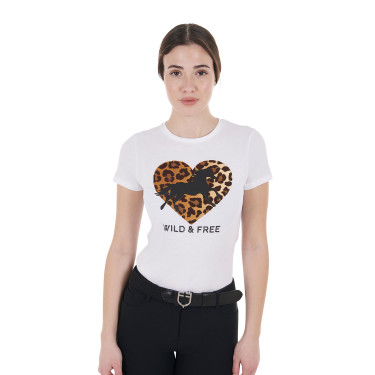 Dames katoenen T-shirt Wild & Free Equestro Wit