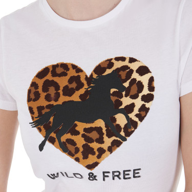 Dames katoenen T-shirt Wild & Free Equestro Wit