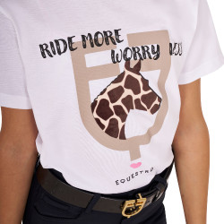 T-shirt Equestro in katoen meisje Ride More Worry Less Wit T-shirt Equestro in katoen meisje Ride More Worry Less Wit