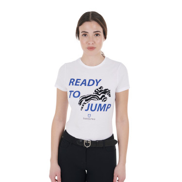 T-shirt Equestro in katoen voor dames Ready to Jump Wit