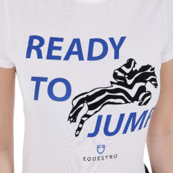 T-shirt Equestro in katoen voor dames Ready to Jump Wit