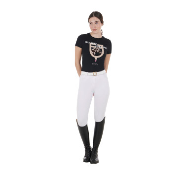 T-shirt Equestro in katoen voor dames Ride More Worry Less Zwart T-shirt Equestro in katoen voor dames Ride More Worry Less Zwart