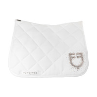 Tapis de selle de dressage Equestro logo en strass Blanc