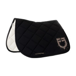 Springzadeldek logo in strass Equestro Zwart