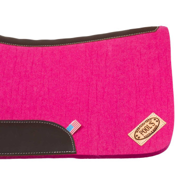 Western zadeldek van vilt met lederen inzetstukken 32"x32" Pool's Fuchsia Roze