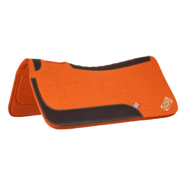 Tapis de selle western en feutre avec inserts en cuir 32"x32" Pool's Orange
