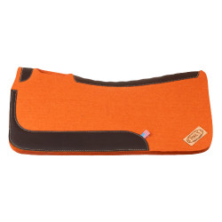 Tapis de selle western en feutre avec inserts en cuir 32"x32" Pool's Orange