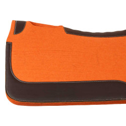 Tapis de selle western en feutre avec inserts en cuir 32"x32" Pool's Orange
