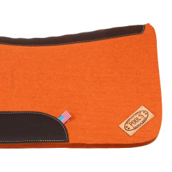 Tapis de selle western en feutre avec inserts en cuir 32"x32" Pool's Orange