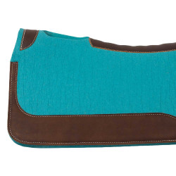 Tapis de selle western en feutre avec inserts en cuir 32"x32" Pool's Turquoise Bleu