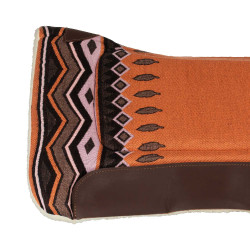 Tapis de selle western inserts en cuir et rembourrage en laine synthétique Pool's Orange / marron