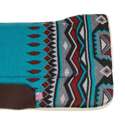 Western zadeldek met leren inzetstukken en synthetische wolvulling Pool's Hemelsblauw / rood Multicolor