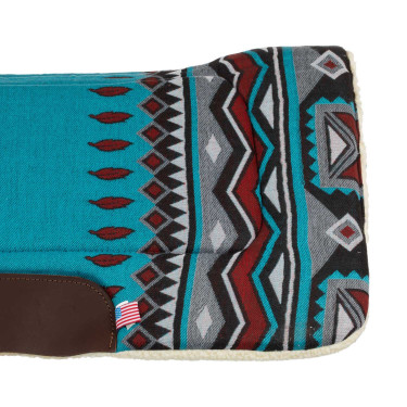 Western zadeldek met leren inzetstukken en synthetische wolvulling Pool's Hemelsblauw / rood Multicolor