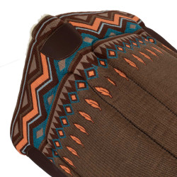 Tapis de selle western inserts en cuir et rembourrage en laine synthétique Pool's Marron / orange Tapis de selle western inserts en cuir et rembourrage en laine synthétique Pool's Marron / orange