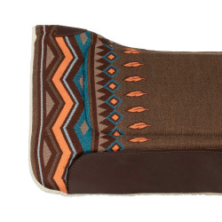 Tapis de selle western inserts en cuir et rembourrage en laine synthétique Pool's Marron / orange Tapis de selle western inserts en cuir et rembourrage en laine synthétique Pool's Marron / orange
