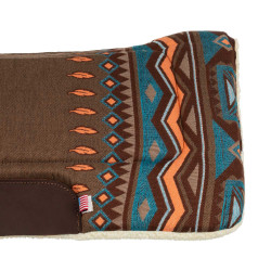 Tapis de selle western inserts en cuir et rembourrage en laine synthétique Pool's Marron / orange Tapis de selle western inserts en cuir et rembourrage en laine synthétique Pool's Marron / orange