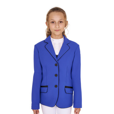 Wedstrijdjasje Equestro meisje van technische stof Sodalietblauw Wedstrijdjasje Equestro meisje van technische stof Sodalietblauw