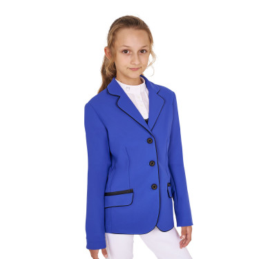 Wedstrijdjasje Equestro meisje van technische stof Sodalietblauw Wedstrijdjasje Equestro meisje van technische stof Sodalietblauw