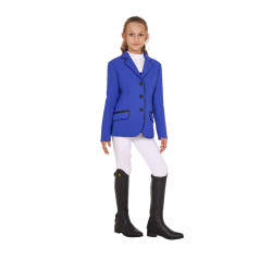Wedstrijdjasje Equestro meisje van technische stof Sodalietblauw Wedstrijdjasje Equestro meisje van technische stof Sodalietblauw