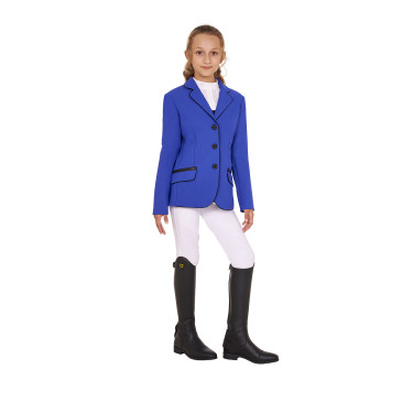 Wedstrijdjasje Equestro meisje van technische stof Sodalietblauw Wedstrijdjasje Equestro meisje van technische stof Sodalietblauw