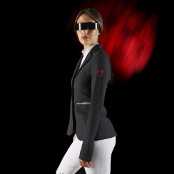 Veste de concours femme Equestro Ridertechnology avec coutures thermosoudées Noir