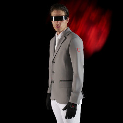 Wedstrijdjas heren Equestro Ridertechnology met thermisch gelaste naden Spotlijster Grijs Wedstrijdjas heren Equestro Ridertechnology met thermisch gelaste naden Spotlijster Grijs