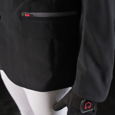 Wedstrijdjas heren Equestro Ridertechnology met thermisch gelaste naden Zwart
