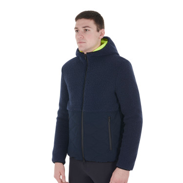 Veste imperméable homme avec inserts en tissu Teddy Equestro Marine blazer Bleu marine
