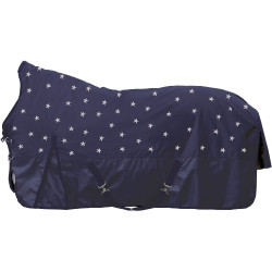Couverture highneck HKM Cleveland Stars 600D doublée polaire Bleu foncé