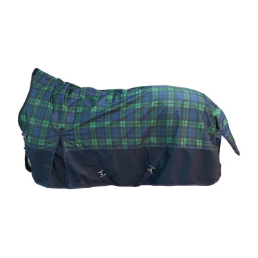 Couverture highneck HKM Pittsburgh check 600D 300g Marine / vert / carreaux Bleu marine