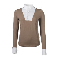 Polo de concours Virginia manches longues femme HKM Taupe Marron Polo de concours Virginia manches longues femme HKM Taupe Marron