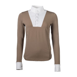 Wedstrijdpolo Virginia lange mouwen dames HKM Taupe Bruin