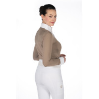Polo de concours Virginia manches longues femme HKM Taupe Marron Polo de concours Virginia manches longues femme HKM Taupe Marron