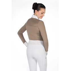 Polo de concours Virginia manches longues femme HKM Taupe Marron