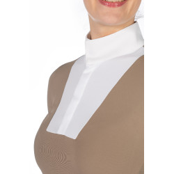 Wedstrijdpolo Virginia lange mouwen dames HKM Taupe Bruin