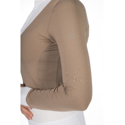 Wedstrijdpolo Virginia lange mouwen dames HKM Taupe Bruin