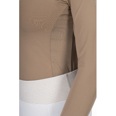Polo de concours Virginia manches longues femme HKM Taupe Marron