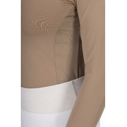 Wedstrijdpolo Virginia lange mouwen dames HKM Taupe Bruin