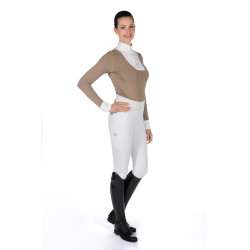 Wedstrijdpolo Virginia lange mouwen dames HKM Taupe Bruin