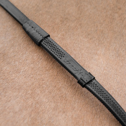 Rênes caoutchouc Fine Prise Horze avec arrêtoirs Noir