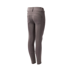 Pantalon d'équitation thermique full grip Horze Rhea enfant poches arrière Faucon brun Marron
