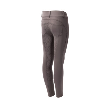 Pantalon d'équitation thermique full grip Horze Rhea enfant poches arrière Faucon brun Marron
