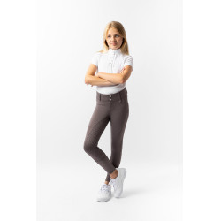 Pantalon d'équitation thermique full grip Horze Rhea enfant poches arrière Faucon brun Marron