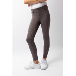Pantalon d'équitation thermique full grip Horze Rhea enfant poches arrière Faucon brun Marron